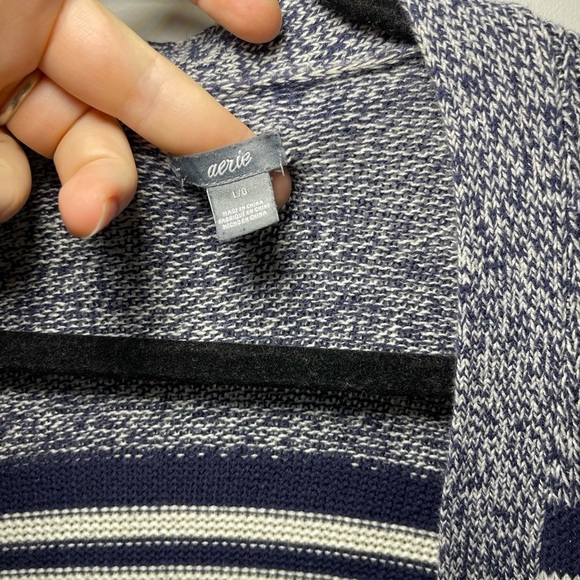 Aerie Navy striped Floor Length women’s cozy knit cardigan in L - Picture 3 of 8